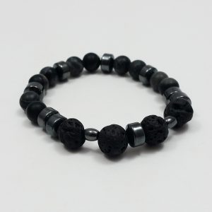 Natural Lava Stone Essential Oil Diffuser Bracelet with Hematite